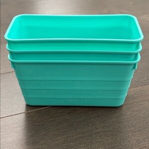 Turquoise Aqua Plastic Storage Containers, Home Organization Basket Bin